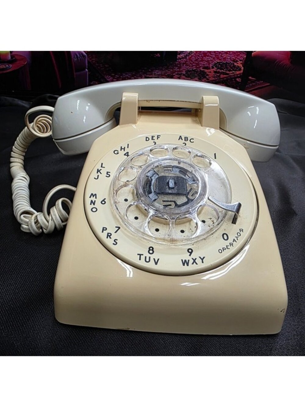Vintage AT&T Rotary Dial Desk Phone - Cream Ivory 500 Style - Tested & Working